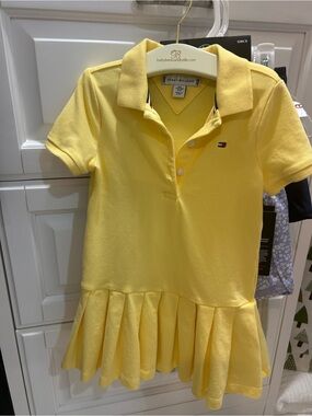 Tommy Hilfiger Girls Lemon Yellow Polo Dress with Pleated Skirt XXS 2-3T NWOT